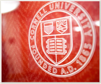 Cornell logo on red background